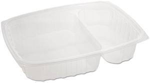 ClearPac Containers 2 Compartments 32.8 oz 7.4 x 9 x 1.7 Clear Plastic 63/Pack 4 Packs/Carton C30DE2R