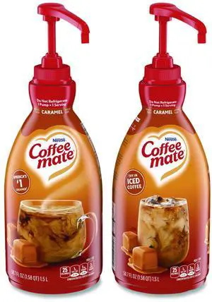 Liquid Creamer Pump Bottle Caramel 50.7 oz Pump Bottle 2/Carton 12536266