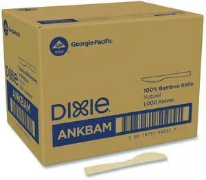 Dixie ANKBAM Bamboo Cutlery - Mediumweight Knife - Paper - Light Golden - 100/Pack -10 Packs/Carton