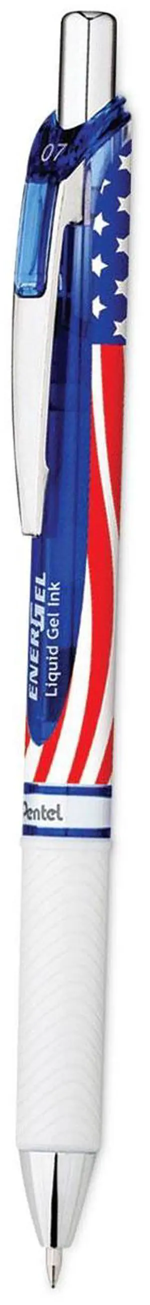 EnerGel RTX Stars and Stripes Gel Pen Retractable Medium 0.7 mm Black Ink Dozen