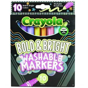Bold and Bright Washable Markers Broad Bullet Tip Assorted Colors 10/Box 587735