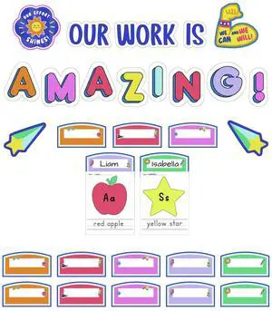 Work Display Bulletin Board Sets 45-Piece Set We Stick Together: Our Work Is Amazing 7.9" x 15" Multicolor 110558