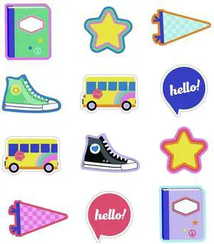 Assorted Colorful Cut-Outs 36-Piece Set We Stick Together: Hello School 6" x 6" Multicolor 120652