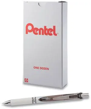 Pentel EnerGel Pearl Gel Pen Retractable Medium Black Ink Dozen BLN77PWA