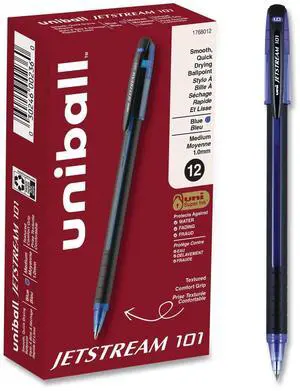 Uni-ball Jetstream 101 Hybrid Gel Pen, Bold 1 mm, Blue Ink, Dozen 1768012