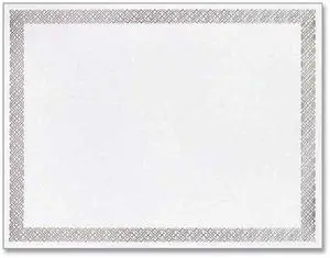 Foil Border Certificates 8.5x11 Ivory/Silver Braided w/ Silver Border 15/Pack