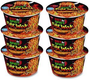 Nissin Hot and Spicy Fire Wok Molten Chili Chicken, 4.37 oz Bowl 6/Carton