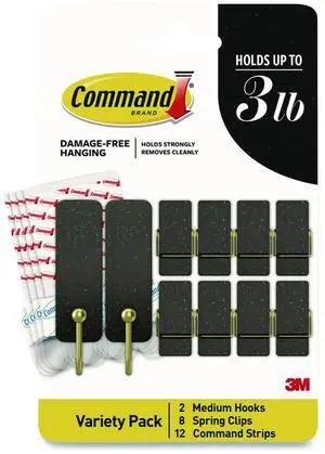 3M Command Mixed Hooks Pack, Soot, 10/Pack STMHP-10ESF