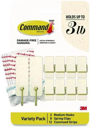 3M Command Mixed Hooks Pack, Vanilla Bean, 10/Pack VBMHP-10ESF