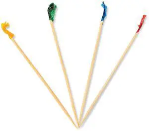 Cellophane-Frill Wood Picks Bamboo 4" Assorted 10000/Carton R812B