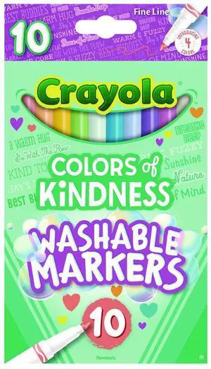 Colors of Kindness Fine Line Washable Markers Fine Bullet Tip Assorted Colors 10/Box 587807