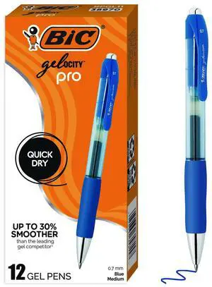 Gel-ocity Pro Quick Dry Gel Pen Retractable Medium 0.7 mm Blue Ink Blue/Clear Barrel 12/Pack RPGL11BLU