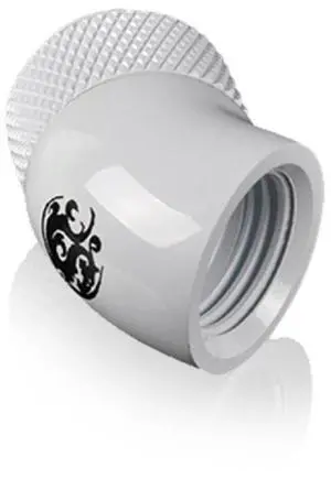 Bitspower G1/4" Male to Female Extender Fitting 45 Degree Rotary Deluxe White