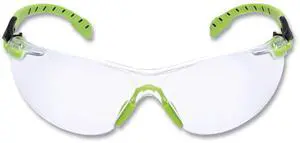 Solus 1000-Series Safety Glasses Black/Green Plastic Frame Clear Polycarbonate Lens S1201SGAF