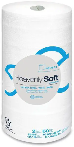 Heavenly Soft Special Kitchen Paper Towels 2-Ply 8 x 11 White 60/Roll 30 Rolls/Carton 410131