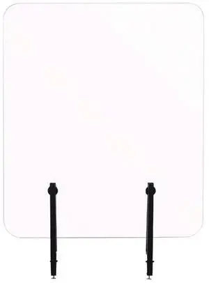 Protector Series Frameless Glass Desktop Divider, Clear/Aluminum GL2001393