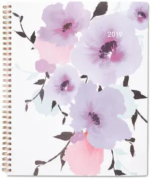 Mina Weekly/Monthly Planner Main Floral Artwork 11 x 8.5 White/Violet/Peach Cover 12-Month Jan to Dec: 2024 1134905