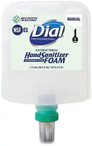 Antibacterial Foaming Hand Sanitizer Refill for Dial 1700 V Dispenser Fragrance-Free 1.2 L 3/Carton 19717CT