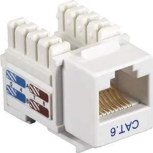 Black Box CAT6J-WH-25PAK CAT6 Keystone Jack - Unshielded, RJ45, White, 25-Pack