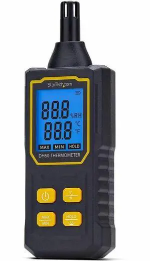 StarTech Handheld Digital Temperature/Humidity Meter Hygrometer W/Large LCD Thermometer For Server Rooms/Offices Accurate Sensor DH60THERMOMETER