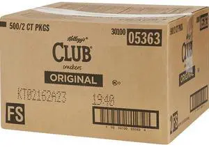 Club Original Crackers 0.25 oz Individually Wrapped 2/Pack 500 Packs/Carton 033451