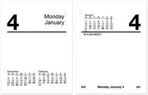 AT-A-GLANCE® 2026 Daily Loose-Leaf Desk Calendar Refill, Mini, 3" x 3 3/4"