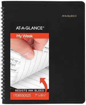 AT-A-GLANCE® 2026 Open Scheduling Weekly Planner, Black, Medium, 6 3/4" x 8 3/4"
