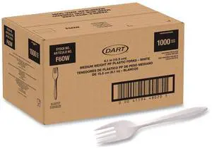 Style Setter Medium Weight Polypropylene Cutlery Fork Plastic White 1000/Carton F6OW