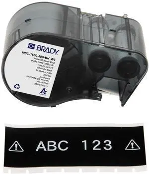 Brady All-Weather Vinyl Labels 1.5 in W x 25ft White on Black M5C-1500-595-BK-WT