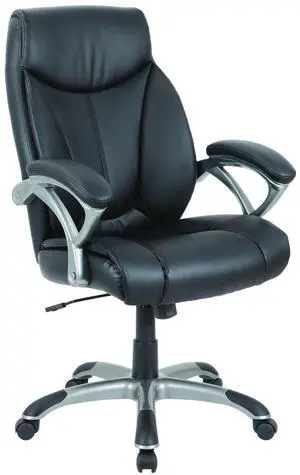 Alera Fulford Bonded Leather High-Back Managers Chair Supports 275lb 18.62-22.56" Seat Height Black Seat/Back Silver Base ALEFD41B19