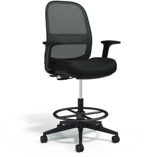 Alera Kempton Fabric Mesh Task Stool Supports Up to 275 lb 26.57 to 33.62 Seat Height Black Seat Black Back Black Base ALEKP46BME17