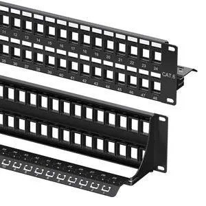 Cable Matters Rackmount or Wall Mount 2U 48 Port Keystone Patch Panel with Cable Management and Support Bar
