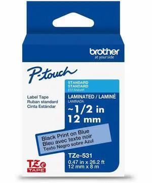 Brother Genuine P-touch TZe531 BK on BK Label Tape Laminated 12mmX8m TZE531G