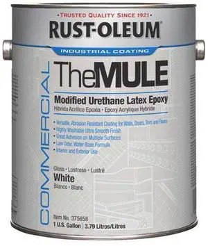 Commercial The MULE Modified Urethane Latex Epoxy Interior/Exterior Gloss Glass White 1 gal Bucket/Pail 2/Carton 375658