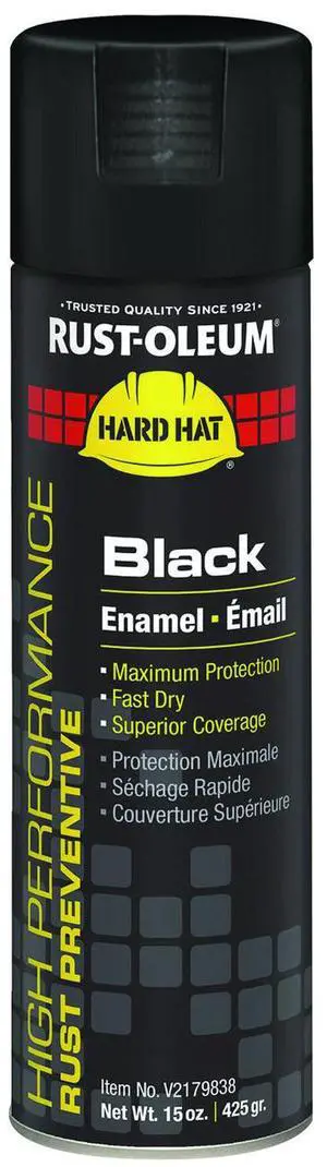 Hard Hat High Performance V2100 System Rust Preventive Enamel Spray Paint Gloss Black 15 oz Aerosol Can 6/Carton RSTV2179838CT