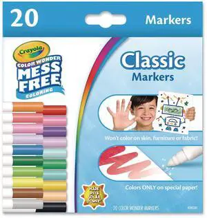 Color Wonder Mess-Free Markers Broad Bullet Tips Assorted Colors 20/Pack 752857