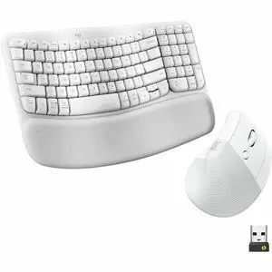 Logitech Wave Keys & Lift Vertical Mouse Ergonomic Wireless Keyboard and Mouse Combo with Cushioned Palm Rest Off-white 920013611