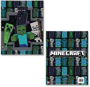 Licensed Two-Pocket Folder Minecraft Side: 3-Hole Punched Accommodates 50 11 x 8.5 Sheets Multicolor 716604MCRSA