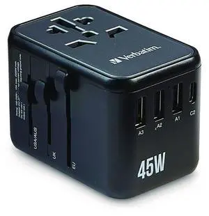 Verbatim UTA-08 Universal Travel Adapter 45W USB-C USB-A Verbatim UTA-08 Universal Travel Adapter 45W USB-C USB-A