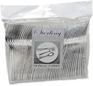 Sterling Heavyweight Plastic Cutlery Fork Silver 50/Pack 8305FSV Sterling Heavyweight Plastic Cutlery Fork Silver 50/Pack 8305FSV