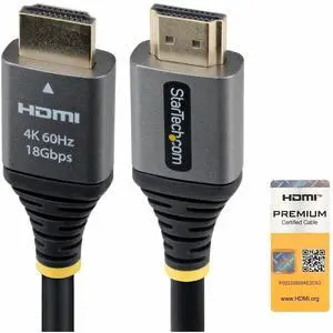 StarTech 5ft 1.5m Premium Certified High Speed HDMI Cable 4K 60Hz/1440p 144Hz High-Flex HDMI 2.0 Cable with HDR10/ARC 18Gbps HDMMV5F StarTech 5ft 1.5m Premium Certified High Speed HDMI Cable 4K 60Hz/1440p 144Hz High-Flex HDMI 2.0 Cable with HDR10/ARC 18Gbps HDMMV5F