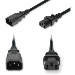 AddOn 6ft C14 Male to C13 Female Standard Commercial 18 AWG 250V at 10A PVC SJT Service Junior Thermoplastic Black Power Cable AddOn 6ft C14 Male to C13 Female Standard Commercial 18 AWG 250V at 10A PVC SJT Service Junior Thermoplastic Black Power Cable