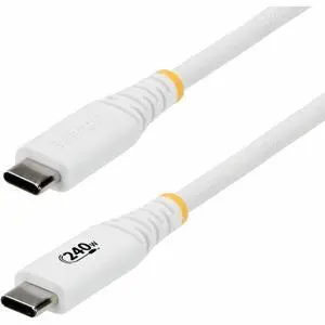 StarTech 3ft 91cm USB-C Charging Cable 240W PD EPR Durable and Ultra-Flexible USB-IF Certified Rugged USB-C Charging Cord White StarTech 3ft 91cm USB-C Charging Cable 240W PD EPR Durable and Ultra-Flexible USB-IF Certified Rugged USB-C Charging Cord White
