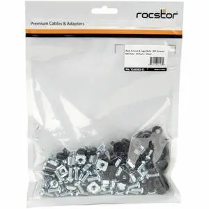 Rocstor 50 Pkg M5 Mounting Screws and Cage Nuts for Server Rack Cabinet Rocstor 50 Pkg M5 Mounting Screws and Cage Nuts for Server Rack Cabinet