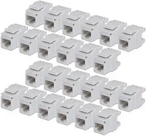 24-PACK OF CAT6/CAT5E RJ45 UTP KEYSTONE JACKS IS IDEAL FOR PATCH PANELS AND WALL 24-PACK OF CAT6/CAT5E RJ45 UTP KEYSTONE JACKS IS IDEAL FOR PATCH PANELS AND WALL