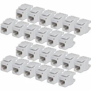 StarTech Cat6 Keystone Jack 24-Pack RJ45 Ethernet Keystone Jacks UTP Cat6 Wall Jack 180-Degree 110 Punch Down White StarTech Cat6 Keystone Jack 24-Pack RJ45 Ethernet Keystone Jacks UTP Cat6 Wall Jack 180-Degree 110 Punch Down White