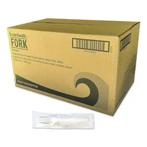 Mediumweight Wrapped Polypropylene Cutlery Fork 5.51" Plastic White 1000/Carton BWKFORKMWPPIW Mediumweight Wrapped Polypropylene Cutlery Fork 5.51" Plastic White 1000/Carton BWKFORKMWPPIW