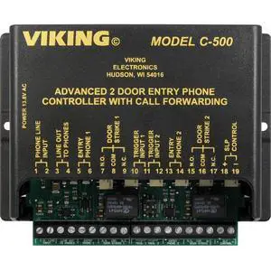 Viking Electronics Two Door Entry Phone Controller with Call Forwarding and Door Strike Controls Viking Electronics Two Door Entry Phone Controller with Call Forwarding and Door Strike Controls