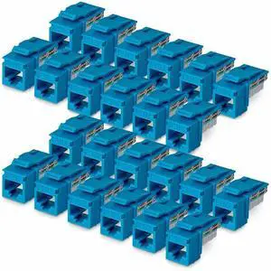 StarTech Cat6 Keystone Jack 24-Pack RJ45 Ethernet Keystone Jacks UTP Cat6 Wall Jack 90-Degree 110 Punch Down Blue StarTech Cat6 Keystone Jack 24-Pack RJ45 Ethernet Keystone Jacks UTP Cat6 Wall Jack 90-Degree 110 Punch Down Blue