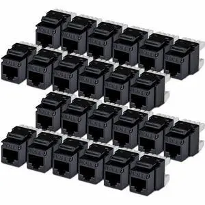 StarTech Cat6 Keystone Jack 24-Pack RJ45 Ethernet Keystone Jacks UTP Cat6 Wall Jack 180-Degree 110 Punch Down Black StarTech Cat6 Keystone Jack 24-Pack RJ45 Ethernet Keystone Jacks UTP Cat6 Wall Jack 180-Degree 110 Punch Down Black
